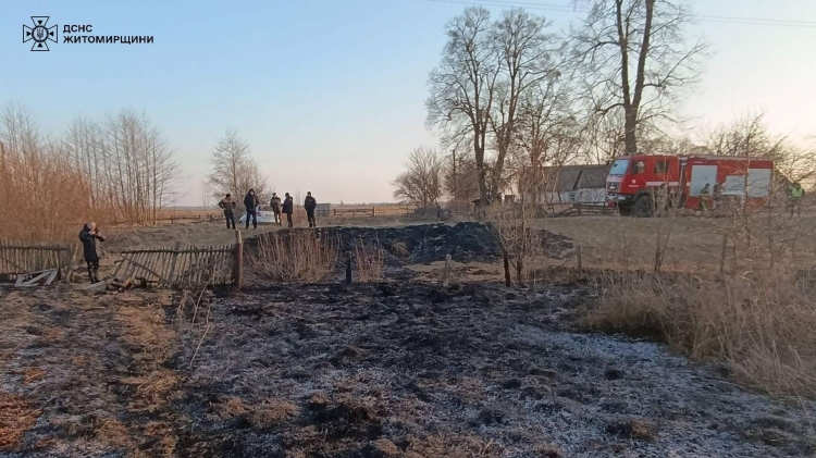 Звягельщина: під час гасіння сухої рослинності рятувальники виявили тіло людини